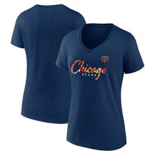 Women's Fanatics Branded Navy Chicago Bears Shine Time V-Neck T-Shirt Fanatics
