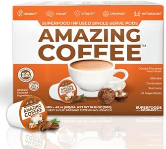 Кофе Amazing Coffee с 12 суперфудами, Французская обжарка, для похудения и повышения мозговой активности, без глютена, без сахара, веганский, кето-дружественный, 24 капсулы Skinnytabs