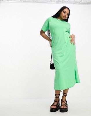 Женское платье-футболка бренда Only Curve в макси размерах ярко-зеленого цвета ONLY