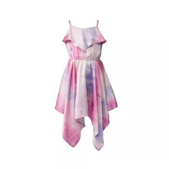 Girl's Addy Tie-Dye Print Handkerchief Dress Bardot Junior
