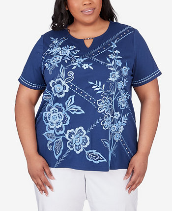 Plus Size Bayou Monotone Embroidery Top Alfred Dunner