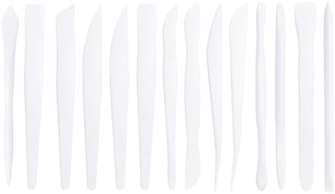 HARFINGTON 14pcs Plastic Clay Tools Double-Headed Crafts Modeling Kit Clay Sculpting Tools Pottery Carving for Shaping Cutting Decoration Embossing White Harfington