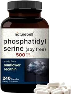 Ultra Strength Phosphatidylserine Supplement 500mg Per Serving, 240 Capsules | Soy Free, Derived from Sunflower Lecithin – Supports Cognitive Health and Brain Function – Non-GMO NatureBell