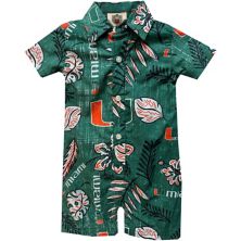 Infant Wes & Willy Green Miami Hurricanes Vintage Floral Romper Wes & Willy