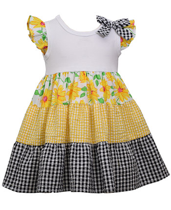 Трикотажное многослойное платье с развевающимися рукавами и трусиками в тон для маленьких девочек Bonnie Baby