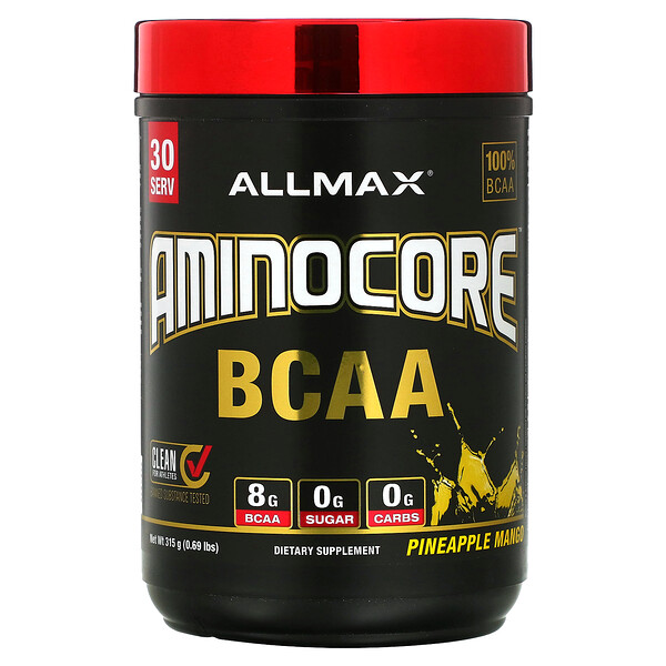 AMINOCORE BCAA, Ананас и манго, 0,69 фунта (315 г) ALLMAX