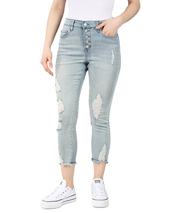 Juniors' Distressed Cropped Jeans Indigo Rein
