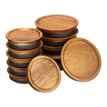 Mason Jar Lids Wooden Storage Canning Jar Lid (6 Regular And 6 Wide) Unique Bargains