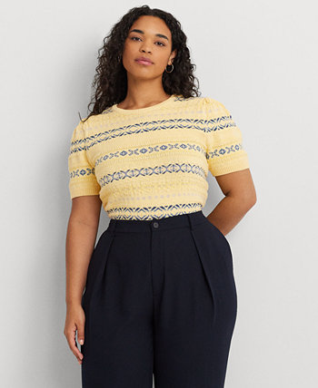 Plus Size Fair Isle Puff-Sleeve Sweater LAUREN Ralph Lauren