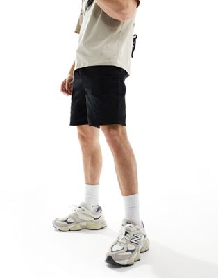 Another Influence cotton twill cargo shorts in black Another Influence