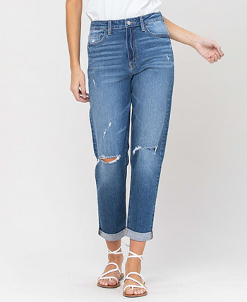 Женские стрейч-джинсы с двойными манжетами и потертостями VERVET