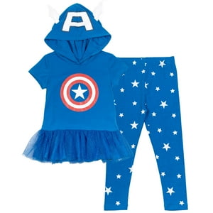 Marvel Avengers Captain America Toddler Girls T-Shirt and Leggings Outfit Set Marvel