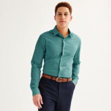 Мужская кв. Однотонная классическая рубашка узкого кроя 9® Premier Flex, устойчивая к морщинам Apt. 9
