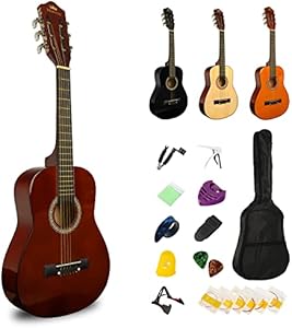 30in Beginner All Wood Classical Guitar Starter Kit with Gig Bag, Tuner, Capo, Cloth, Strap w/Pick Holder - Brwon… BESYOU