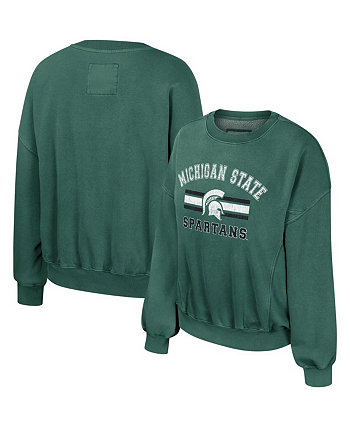 Women's Green Michigan State Spartans Audrey Washed Pullover Sweatshirt Colosseum