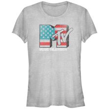 Juniors' MTV USA Flag Print Bow Graphic Tee MTV