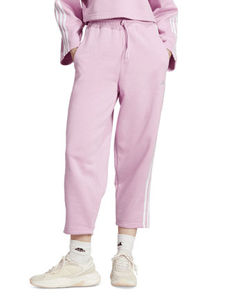 Женские брюки-джоггеры на шнурке Adidas с открытыми манжетами изо флиса Adidas