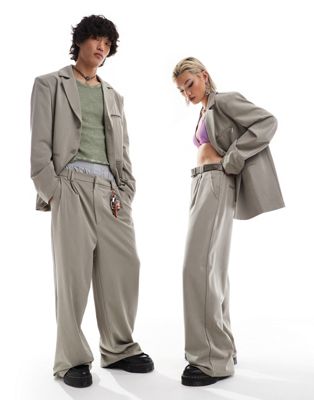 COLLUSION UNISEX ultimate suit pants in stone - part of a set Collusion