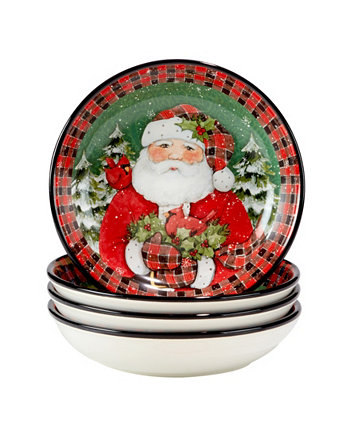 Рождественский домик Санта-Клауса, набор из 4 суповых тарелок Certified International