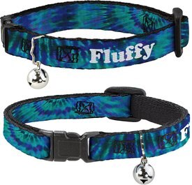 Buckle-Down Personalized Breakaway Cat Collar with Bell, Tie Dye Buckle-Down