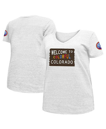 Женская белая футболка Colorado Rockies 2022 City Connect большого размера с v-образным вырезом New Era