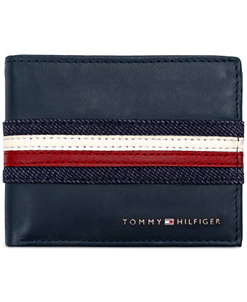 Мужской кожаный кошелек с RFID-защитой в джинсовую полоску Tommy Hilfiger