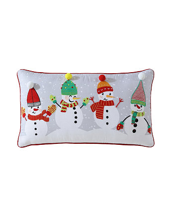 Праздничная декоративная подушка с принтом «Снеговики» и вышивкой, 14x24 дюйма ID HOME FASHIONS