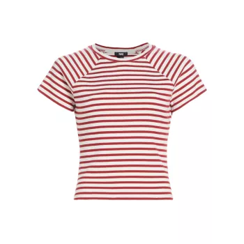 Bijou Striped Rib-Knit Crewneck T-Shirt Paige