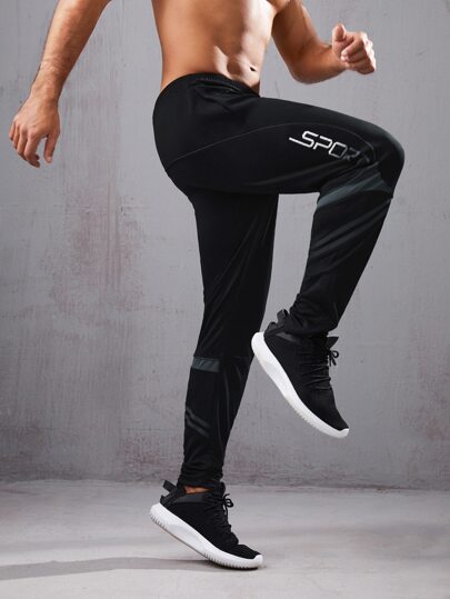 Мужские спортивные брюки с текстовым принтом SHEIN