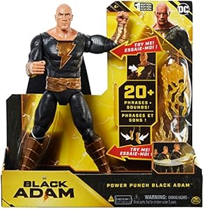 DC Comics, Power Punch Black Adam 12-inch Action Figure, 20+ Phrases and Sounds, Lights Up with 2 Accessories, Black Adam Movie Collectible Kids Toys for Boys and Girls Ages 3 and Up DC Comics