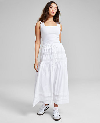 Women's Tie-Waist Lace-Inset Maxi Skirt, Created for Macy's And Now This