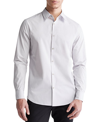 Мужская приталенная рубашка с длинными рукавами и пуговицами в микро полоску Calvin Klein