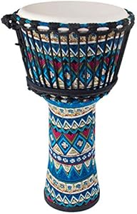 Джембе барабан AKLOT African Drum 11'' x 20'', легкий с кожи козы, для начинающих с тканевой обшивкой (синий цветочный) AKLOT