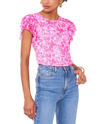 Women's Floral Tiered Short-Sleeve Blouse Vince Camuto