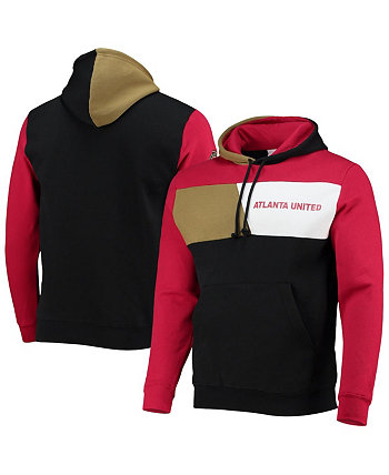 Men's Black and Red Atlanta United FC Colorblock Fleece Pullover Hoodie Mitchell & Ness