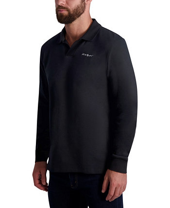Мужская трикотажная рубашка-поло с длинным рукавом и воротником Johnny с фирменным логотипом Karl Lagerfeld Paris