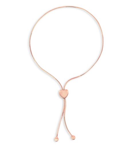 Регулируемый браслет в форме сердца из розового золота 14 карат Saks Fifth Avenue