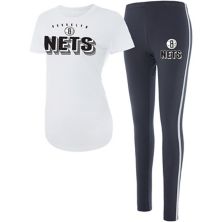 Women's Concepts Sport White/Charcoal Brooklyn Nets Sonata T-Shirt & Leggings Sleep Set Unbranded