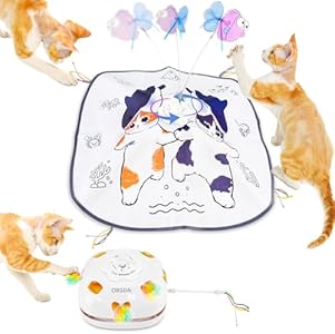 ORSDA Cat Toys for Indoor Cats, 5 in 1 Interactive Cat Toy, Rechargeable Automatic Enrichment Toys for Cats Home Alone for Bored Indoor Adult Cats Self Play Kitten Toys for Exercise, Touch Activated Orsda