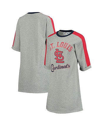 Женское серое платье-футболка St. Louis Cardinals Turnover с рукавами 3/4 из меланжевой ткани G-III