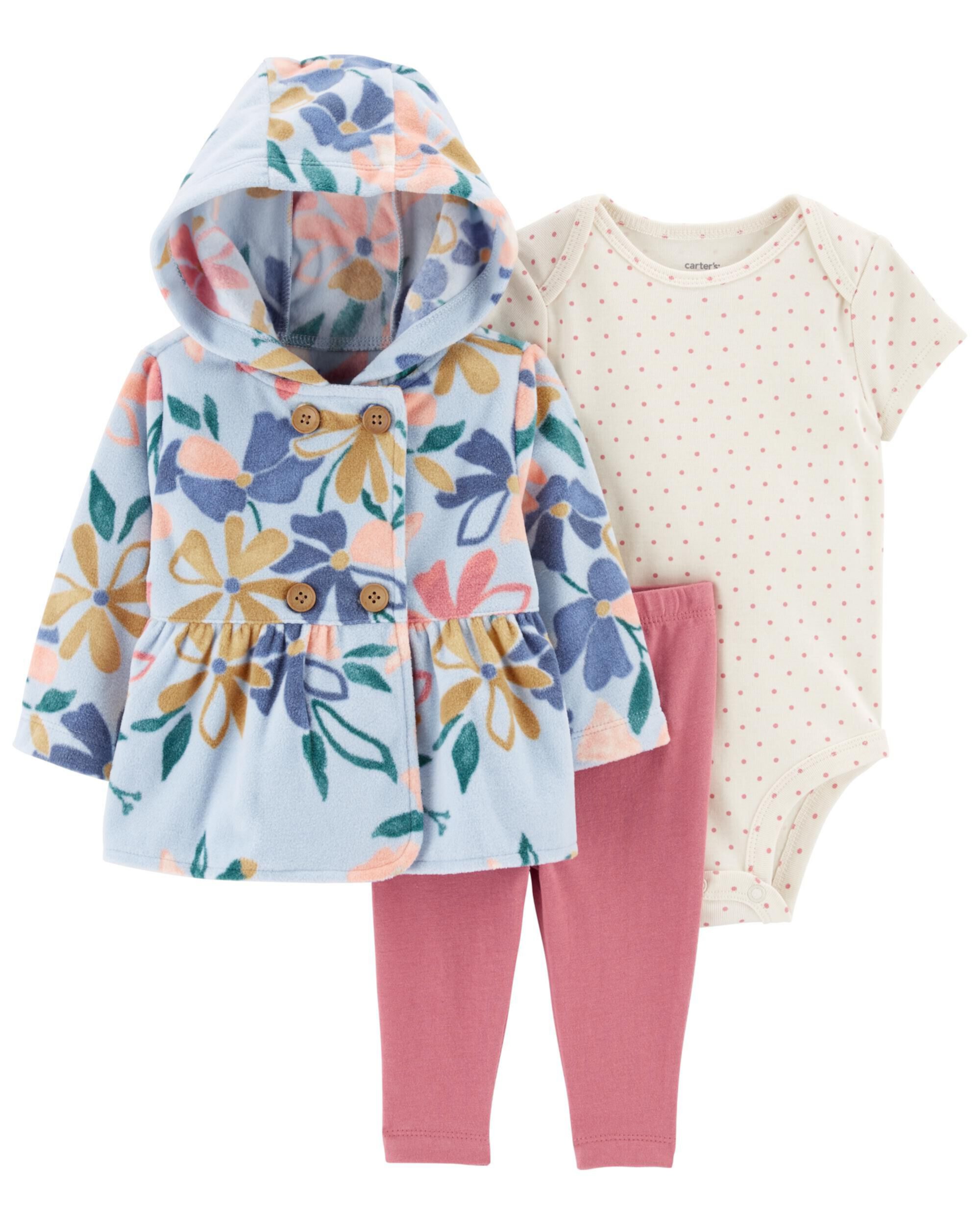 Комплект из трех маленьких курток с цветочным принтом для малышей Carter's