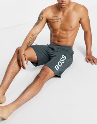Шорты цвета хаки с вертикальным контрастным логотипом BOSS Bodywear Identity BOSS Bodywear