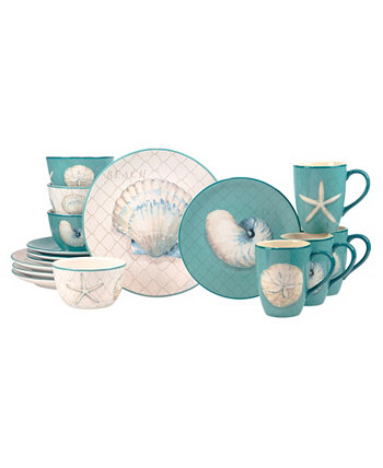 Набор столовой посуды с видом на океан, 16 предметов, сервиз на 4 персоны Certified International