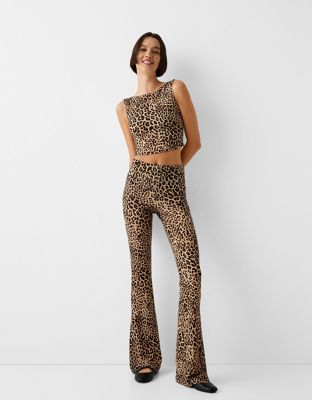 Bershka flared pants in leopard print Bershka