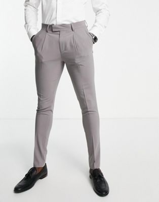 Супероблегающие брюки Noak 'Tower Hill' из серой камвольной смеси шерсти и стрейча Noak