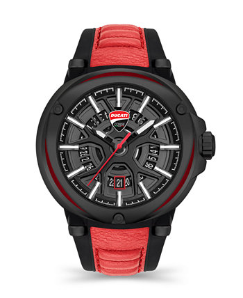 Мужские кварцевые красные часы из натуральной кожи 49 мм Ducati Corse