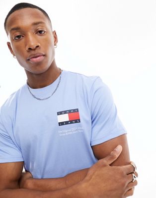 Tommy Jeans slim essential flag logo T-shirt in blue Tommy Jeans