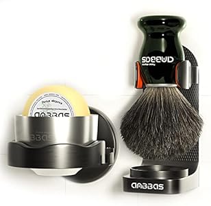 Anbbas Pure Badger Hair Shaving Brush and Bowl with Black ABS Wall Mounted Holders for Soap Bowl and Brush 4IN1 Shaving Set for Men Close Shave Anbbas