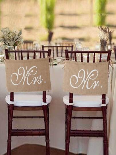 2шт Декор спинки стула для свадебной вечеринки SHEIN