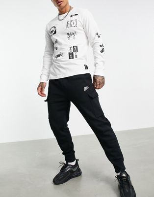 Черные спортивные брюки карго с манжетами Nike Club Fleece — ЧЕРНЫЙ Nike